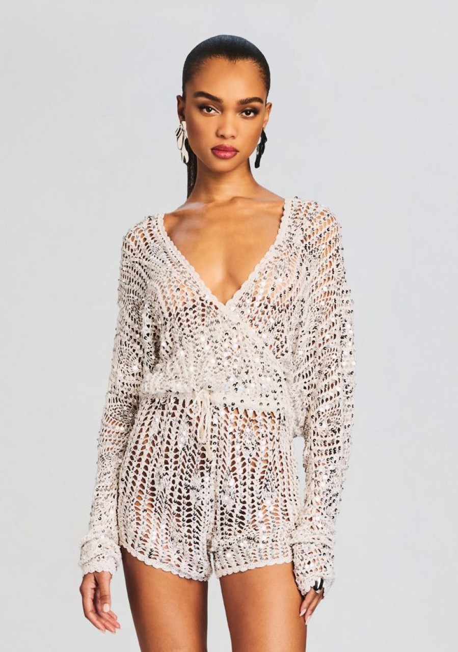 Clothing retrofête | Meadow Sequin Crochet Romper