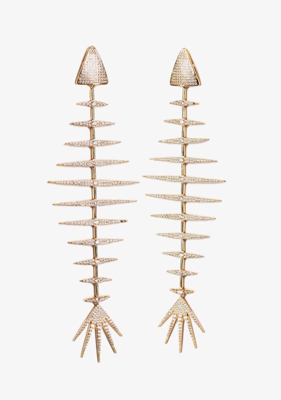 Accessories retrofête | Bimini Crystal Fish Bone Earrings