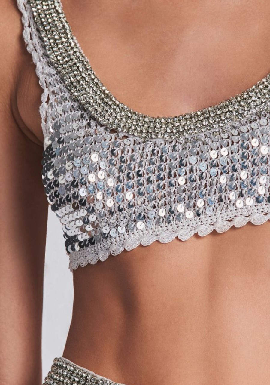 Clothing retrofête | Zed Sequin Crochet Top