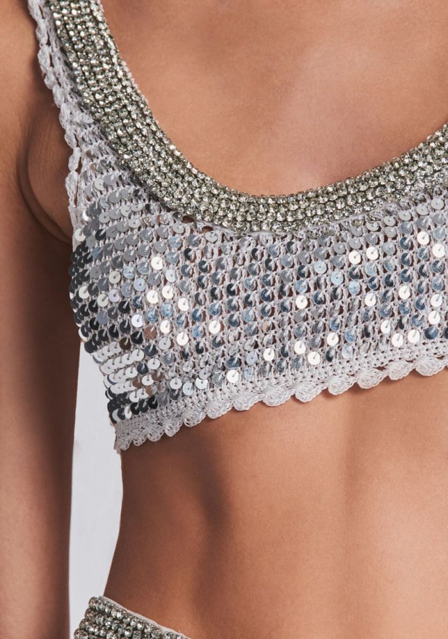 Clothing retrofête | Zed Sequin Crochet Top